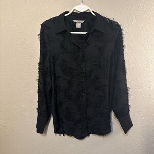 H&M Black Textured Button Down Shirt
